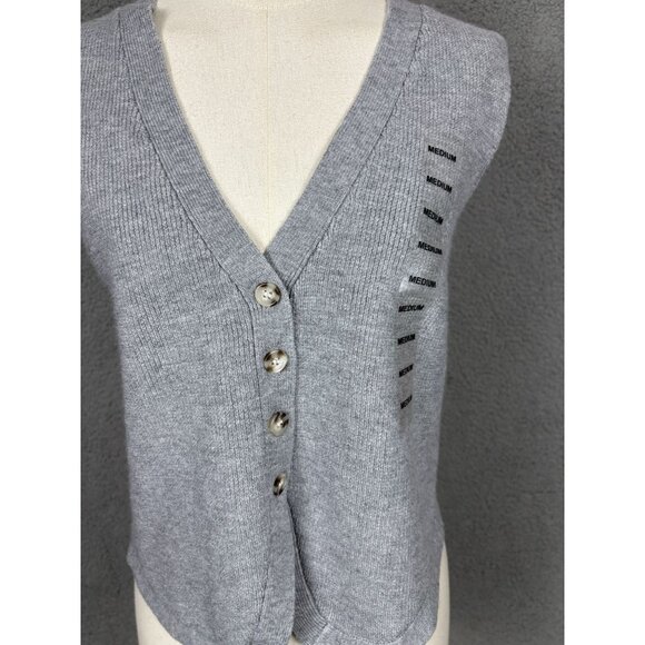 Ultra Flirt Juniors' V-Neck Button-Front Sweater Vest Size Medium Gray NWT's - Picture 2 of 8